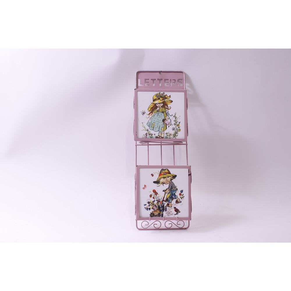 Letters, 1970s, Pink, Male Holder, Country Kids, Metal Wall Hanging, Wall Decor,
